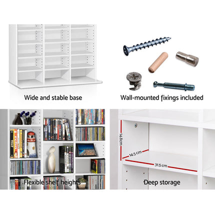 Artiss Bookshelf CD Storage Rack - BERT White.