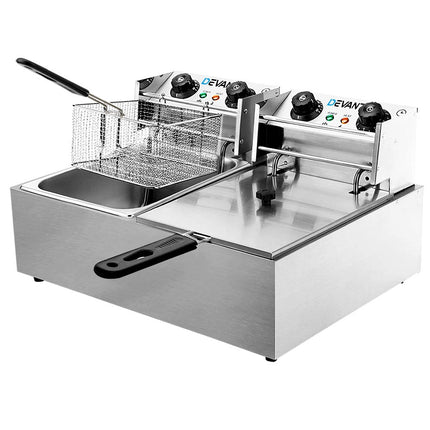 Devanti 20L Electric Commercial Deep Fryer Double Baskets 4400W.