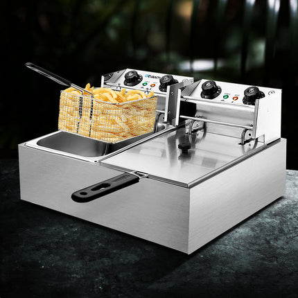 Devanti 20L Electric Commercial Deep Fryer Double Baskets 4400W.