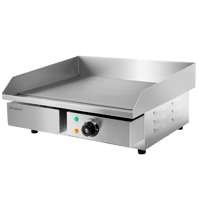 Devanti Commercial Electric Griddle 55cm BBQ Grill Plate 3000W.