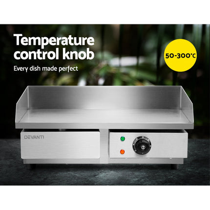 Devanti Commercial Electric Griddle 55cm BBQ Grill Plate 3000W.