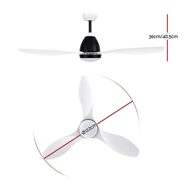 Devanti 48'' Ceiling Fan DC Motor w/Light w/Remote - White.