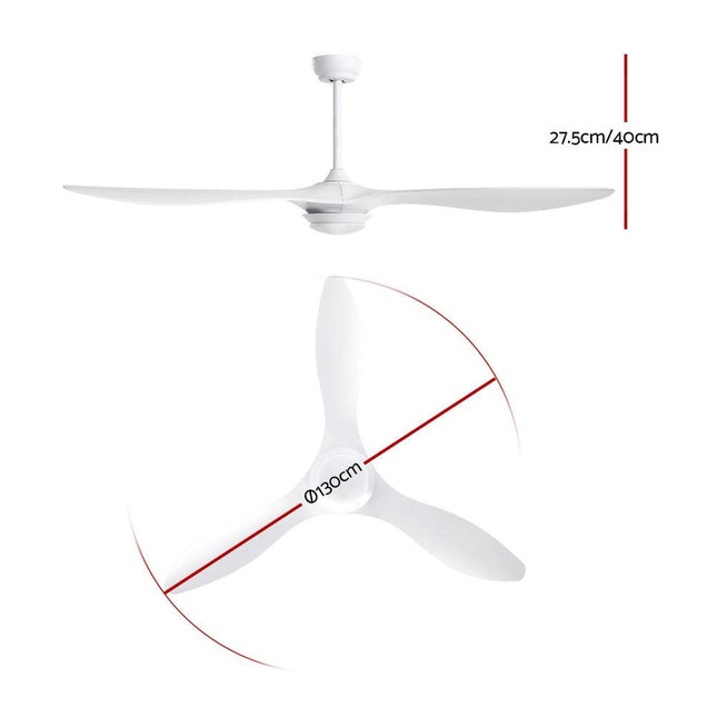 Devanti 52'' Ceiling Fan DC Motor w/Light w/Remote - White.