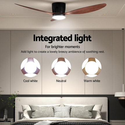 Devanti 52'' Ceiling Fan DC Motor w/Light w/Remote - Dark Wood.