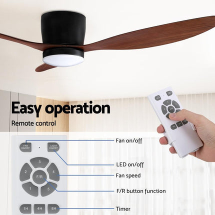 Devanti 52'' Ceiling Fan DC Motor w/Light w/Remote - Dark Wood.