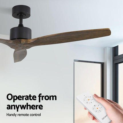 Devanti 52'' Ceiling Fan AC Motor 3 Blades w/Remote - Dark Wood.
