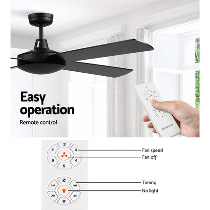Devanti 52'' Ceiling Fan DC Motor 4 Blades w/Remote - Black.