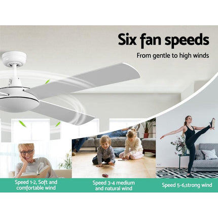 Devanti 52'' Ceiling Fan DC Motor 4 Blades w/Remote - White.