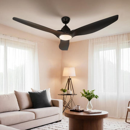 Devanti 64 Inch Ceiling Fan DC Motor w/Light w/Remote - Black.