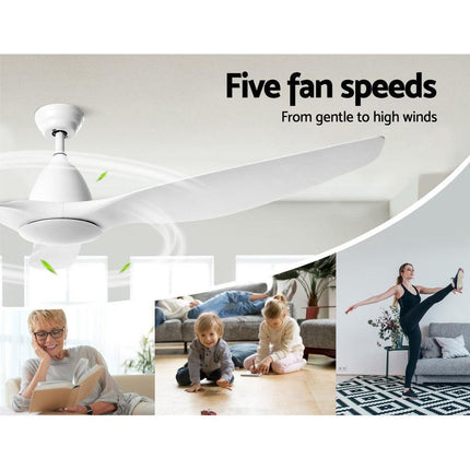 Devanti 64'' Ceiling Fan DC Motor w/Light w/Remote - White.