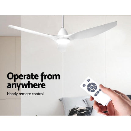 Devanti 64'' Ceiling Fan DC Motor w/Light w/Remote - White.
