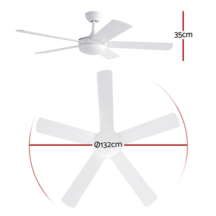 Devanti 52'' Ceiling Fan 5 Blades DC Motor w/Light w/Remote White.