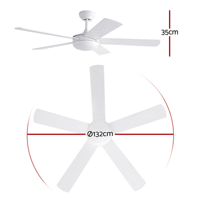 Devanti 52'' Ceiling Fan 5 Blades DC Motor w/Light w/Remote White.