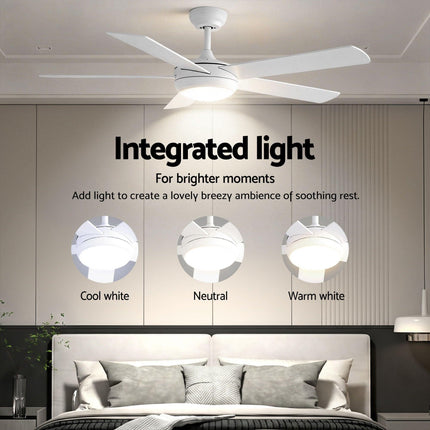 Devanti 52'' Ceiling Fan 5 Blades DC Motor w/Light w/Remote White.