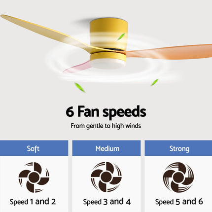 Devanti 52'' Ceiling Fan 3 Blades DC Motor w/Light w/Remote Yellow Pink Orange.