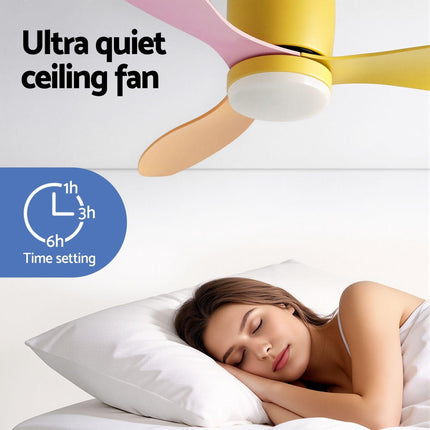 Devanti 52'' Ceiling Fan 3 Blades DC Motor w/Light w/Remote Yellow Pink Orange.