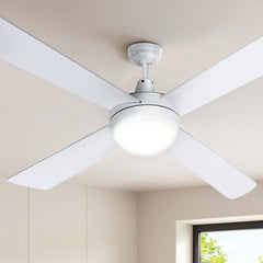Devanti 52'' Ceiling Fan DC Motor w/Light w/Remote - White.