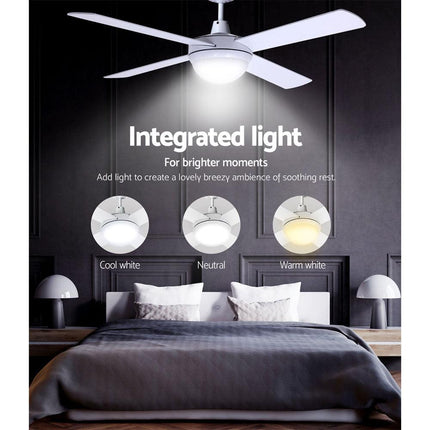 Devanti 52'' Ceiling Fan DC Motor w/Light w/Remote - White.