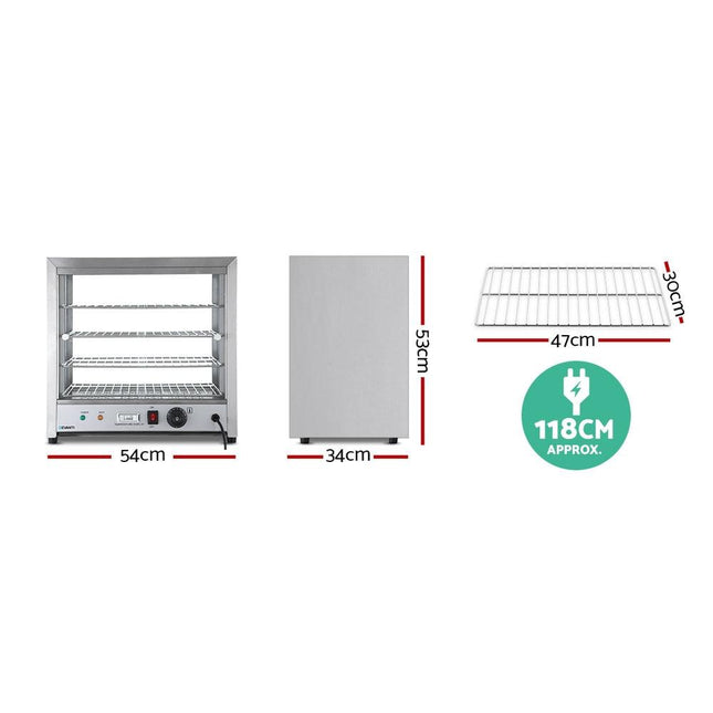 Devanti Commercial Food Warmer Hot Display Showcase Cabinet 54cm.