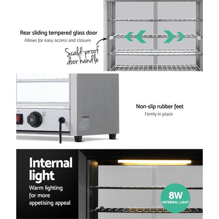 Devanti Commercial Food Warmer Hot Display Showcase Cabinet 54cm.