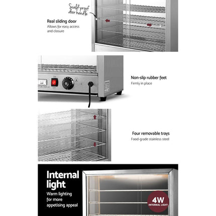 Devanti Commercial Food Warmer Hot Display Showcase Cabinet 64cm.