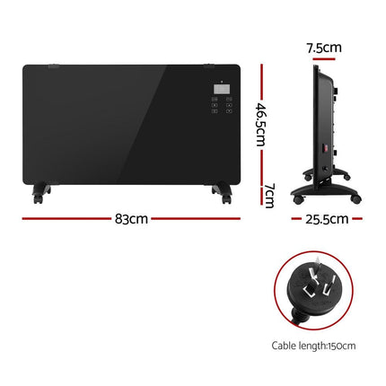 Devanti Electric Convection Heater Black 2000W.