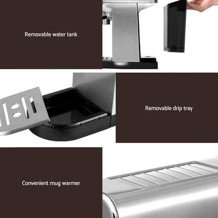 Devanti 20 Bar Coffee Machine Espresso Cafe Maker.