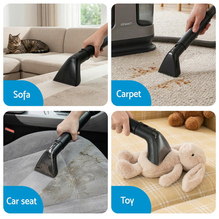 Devanti Carpet Washer Handheld Vacuum Cleaner 1700W 11kpa Rapid Heating Black.