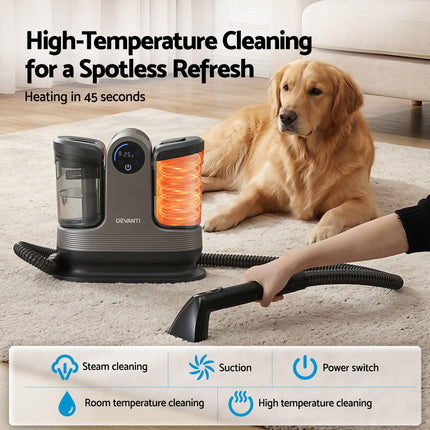 Devanti Carpet Washer Handheld Vacuum Cleaner 1700W 11kpa Rapid Heating Black.