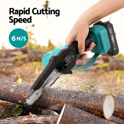 Giantz 6" Mini Cordless Electric Chainsaw Rechargeable Wood Cutter.