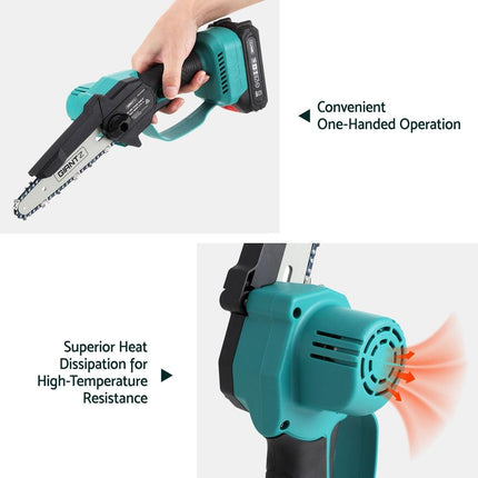 Giantz 6" Mini Cordless Electric Chainsaw Rechargeable Wood Cutter.