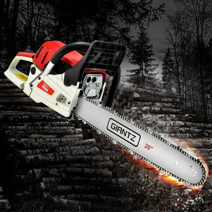 Giantz 58cc Petrol Chainsaw 20 Inch Bar Chain Saw Tree Pruner 2 Stroke E-Start.