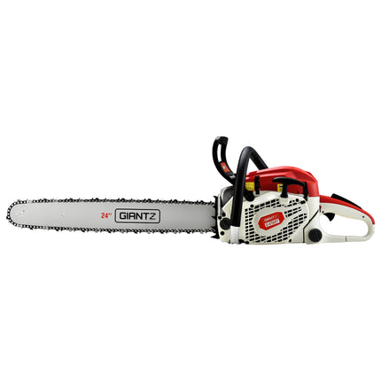 Giantz 65cc Petrol Chainsaw 24 Inch Bar Chain Saw Tree Pruner 2 Stroke E-Start.