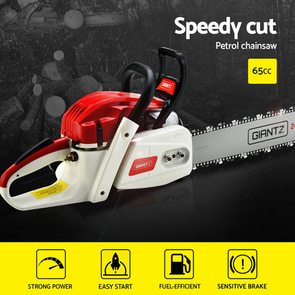 Giantz 65cc Petrol Chainsaw 24 Inch Bar Chain Saw Tree Pruner 2 Stroke E-Start.
