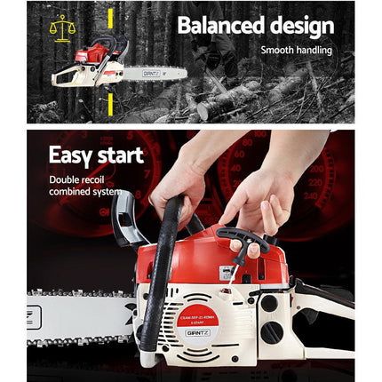 Giantz Chainsaw Petrol 45CC 18" Bar Commercial E-Start Pruning Chain Saw.