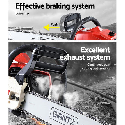 Giantz Chainsaw Petrol 45CC 18" Bar Commercial E-Start Pruning Chain Saw.