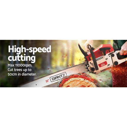 Giantz Chainsaw Petrol 62CC 22" Bar Commercial E-Start Pruning Chain Saw.
