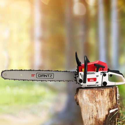 Giantz Chainsaw Petrol 62CC 22" Bar Commercial E-Start Pruning Chain Saw.