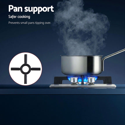 Devanti Gas Cooktop 30cm 2 Burner Silver.