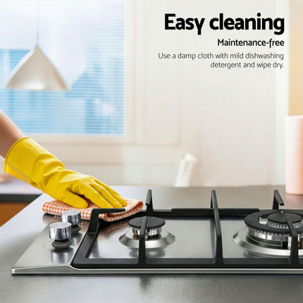 Devanti Gas Cooktop 30cm 2 Burner Silver.
