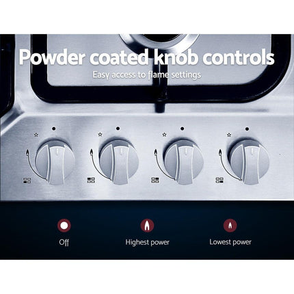 Devanti Gas Cooktop 60cm 4 Burner Silvir.