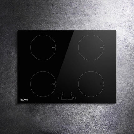 Devanti Electric Induction Cooktop 70cm Ceramic 4 Zones Stove Cook Top Hot Plate 7000W.