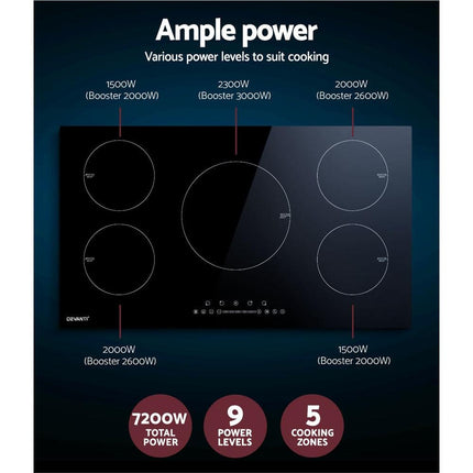 Devanti Induction Cooktop 90cm Electric Cooker.