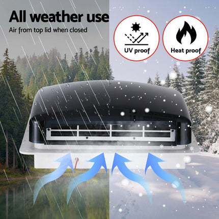 Weisshorn Caravan Air Vent Roof Hatch 12V Shower Fan Reversible Airlfow Rainy Use Camper.