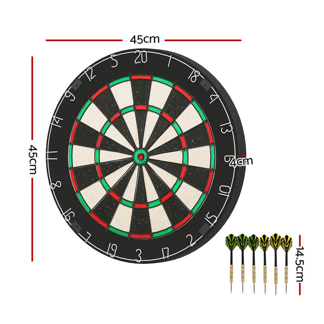 18" Dartboard Dart Board with Steel Darts Competition Party Game.