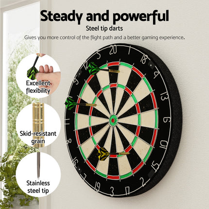18" Dartboard Dart Board with Steel Darts Competition Party Game.