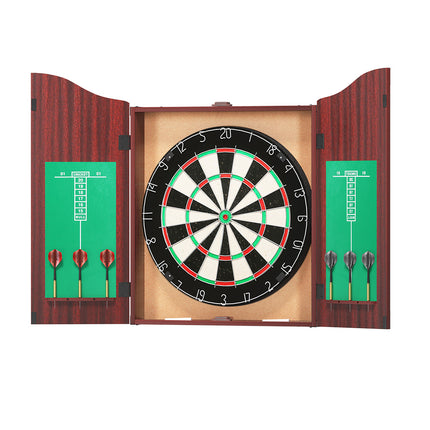 18" Dartboard Dart Board with Steel Darts Wooden Cabinet Party Game.