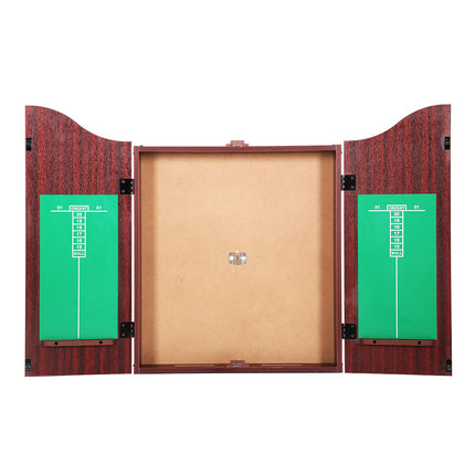 18" Dartboard Dart Board with Steel Darts Wooden Cabinet Party Game.