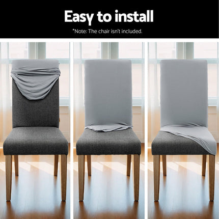 Artiss Dining Chair Covers 6x Slipcovers Spandex Stretch Banquet Wedding Grey.
