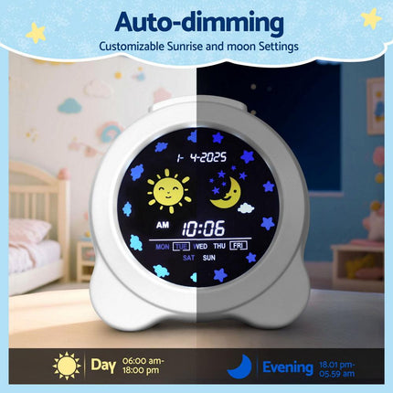 Artiss 3.8" Digital Day Clock Calendar Alarm LCD Display White.